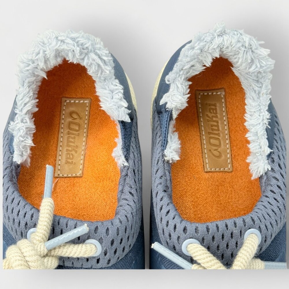 OluKai Mahiki Slipper Sneaker Women's 10 Moonlit Ocean Faux Fur Drop-In Heel NWT - Picture 10 of 12